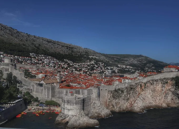 Dubrovnik city walls and the Adriatic Sea